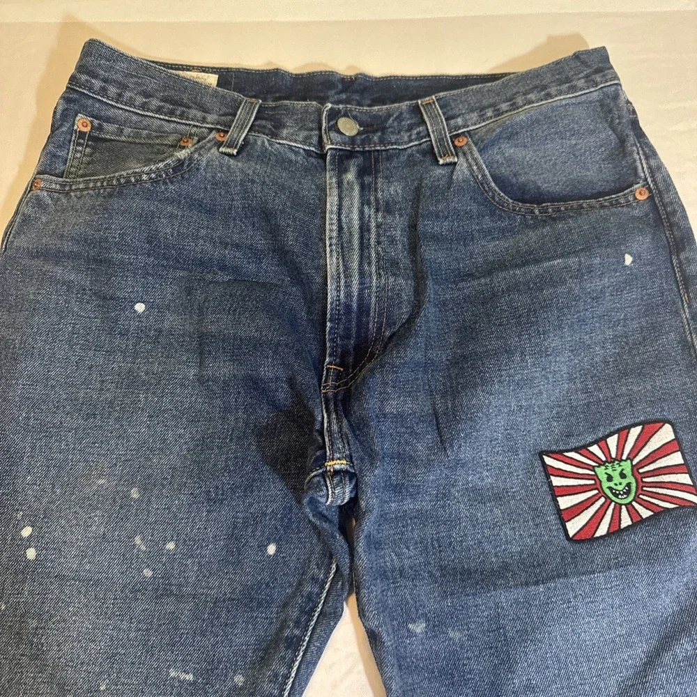 Vintage Levi's 551 With Big E Distressed W/Patches Very Worn Paint Mens 33‎ X 32